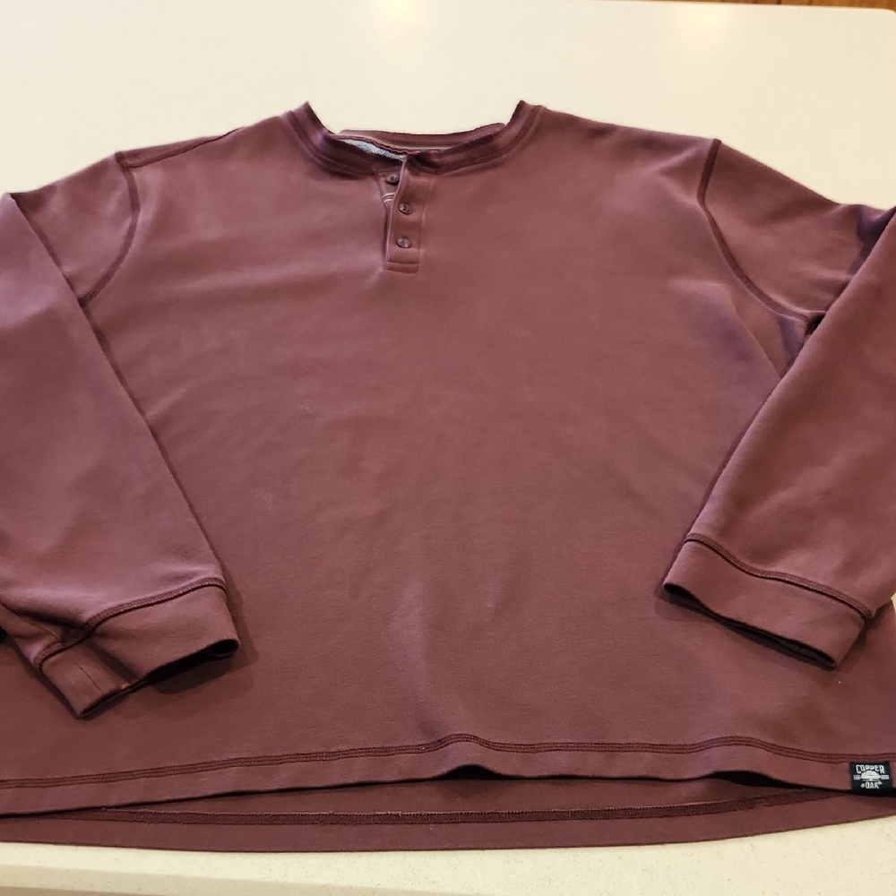 Copper & Oak Supply Men's Henley Sweater - Maroon Size XXL